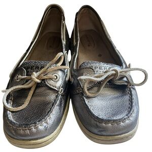Sperry Pewter Anglefish Slip on Boat Shoes size 8.5